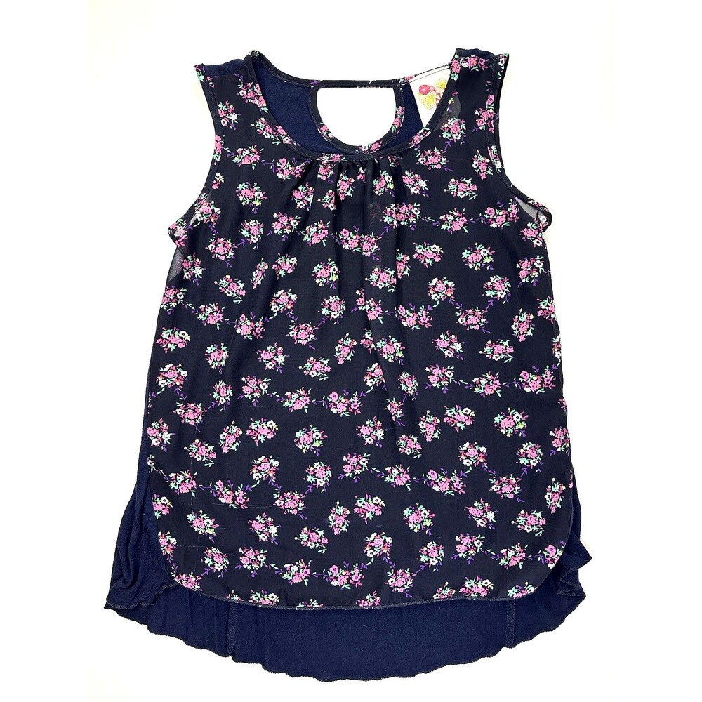 KIDDO by Katie Girls Sleeveless Tank Top Lightweight Flowy Hi Low Swing Blouse 8